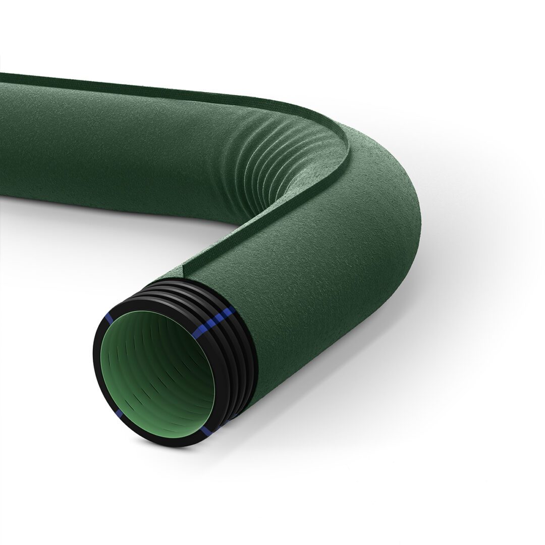 GEODRAIN PLUS doppelwandig strukturierte perforierte biegsame Rohre mit Geotextil