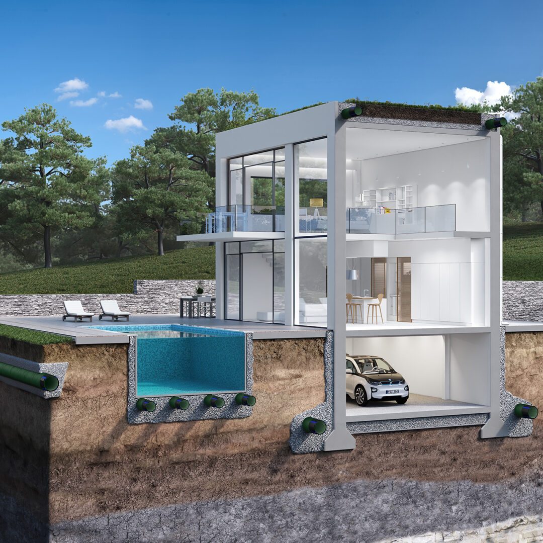 GEODRAIN PLUS doppelwandig strukturierte perforierte biegsame Rohre mit Geotextil